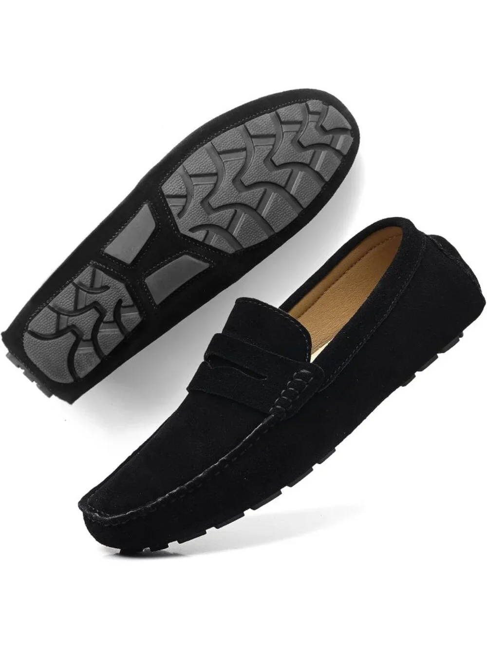 Men's Black Suede Penny Loafers Slip On Casual Business Causal Dress Shoes
